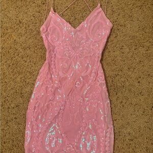 B Darlin Pink Iridescent Mini Homecoming Dress